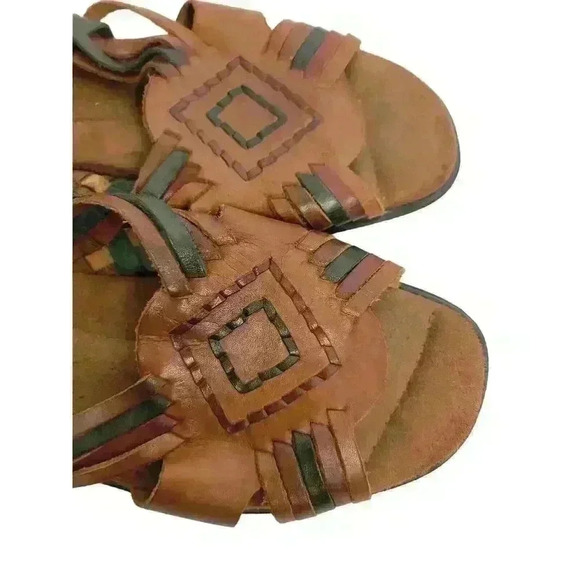 Dr Scholls Double Air Pillo Sandals 7.5M Basket Weave Native Western Leather - Picture 7 of 9